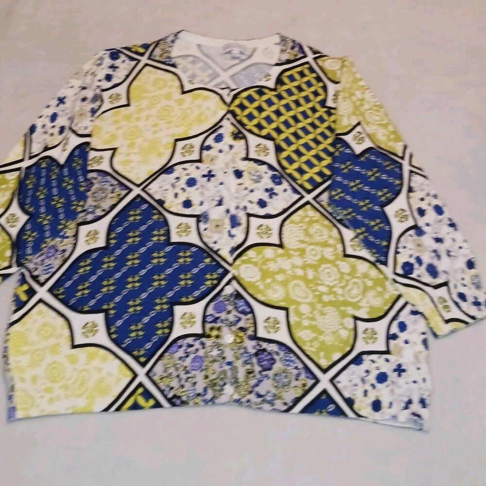 Joseph A Sweater Womens XL Button Front Cardigan 3/4 Sleeves Spring Casual Chic